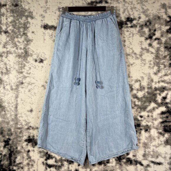 Matilda Jane Chambray Drawstring Wide Leg Pants Womens Size Small Light Blue - Picture 1 of 12